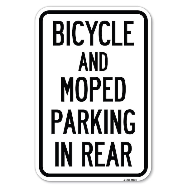 Signmission Bicycle and Moped Parking in Rear Heavy-Gauge Aluminum Sign, 12" x 18", A-1218-24326 A-1218-24326 - main